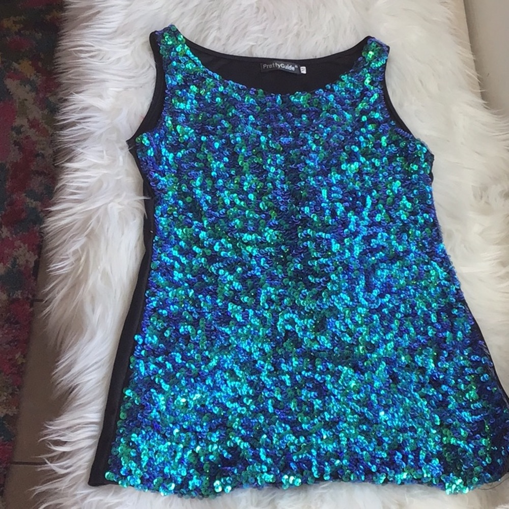 Medium blue sequin top